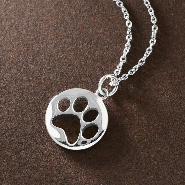 Silver "Paw Print" Token Pendant
