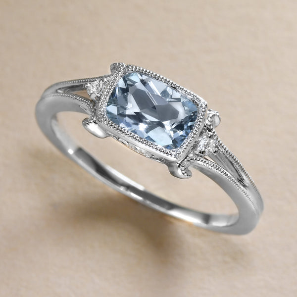 Delicately-Detailed Aquamarine Ring