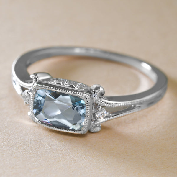 Delicately-Detailed Aquamarine Ring