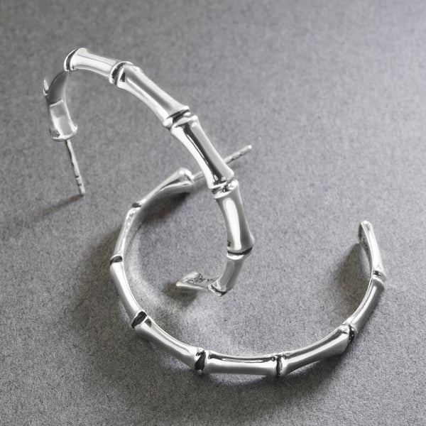 Bamboo Hoops In Silver