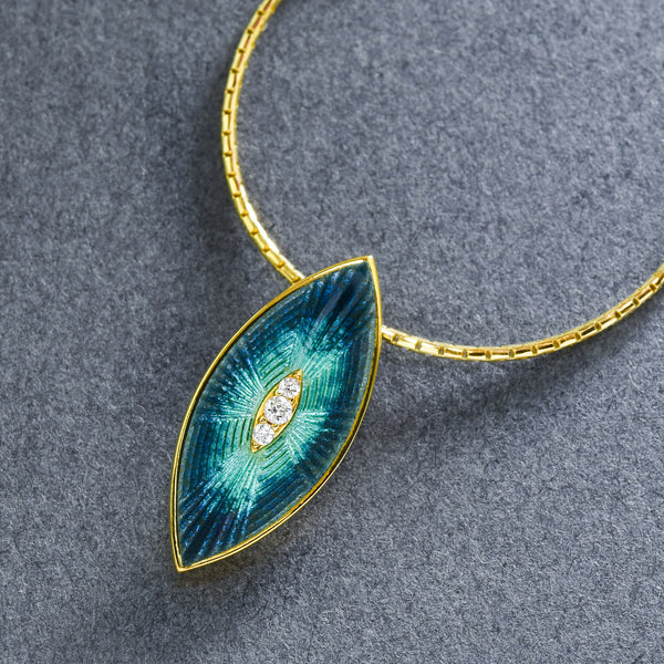 Teal Enamel Slide with Diamonds