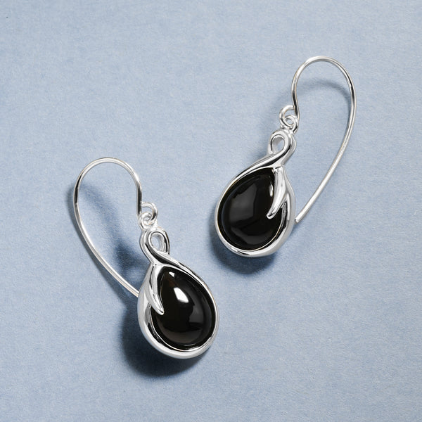 Black Onyx Drops In Silver