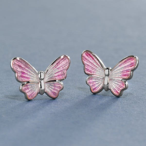 Petite Pink Butterfly Studs