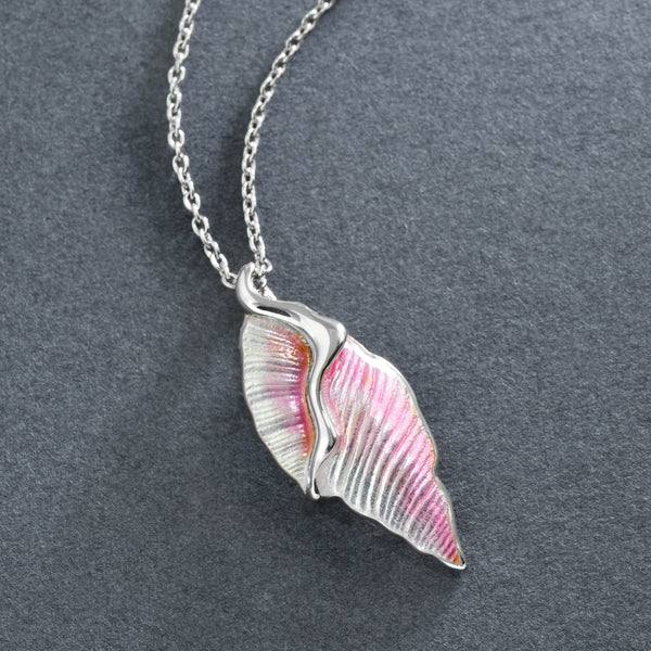 Pink Enamel Conch Shell Pendant