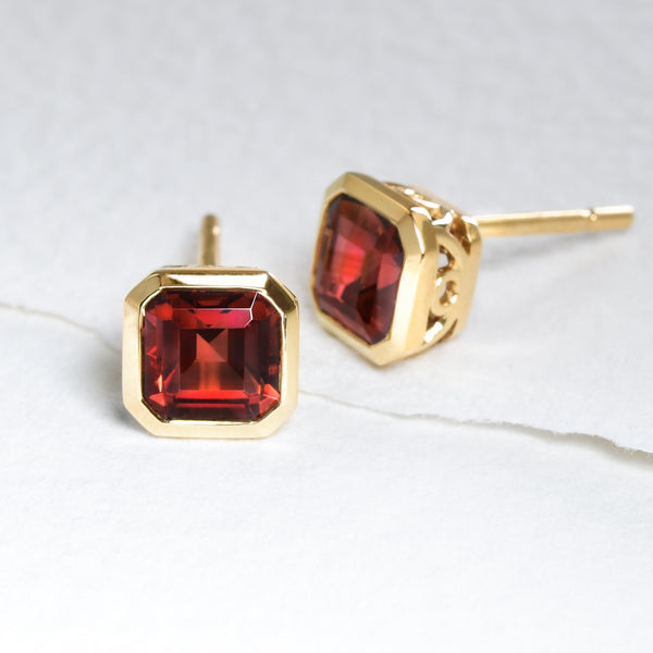 Octagonal Garnet Studs