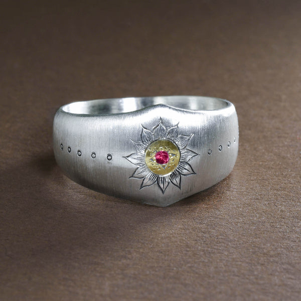 Handmade "Soleil" Two-Tone Ruby Ring