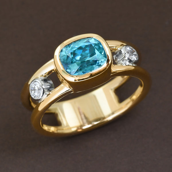 Majestic Blue Zircon Ring By Plante Jewelers
