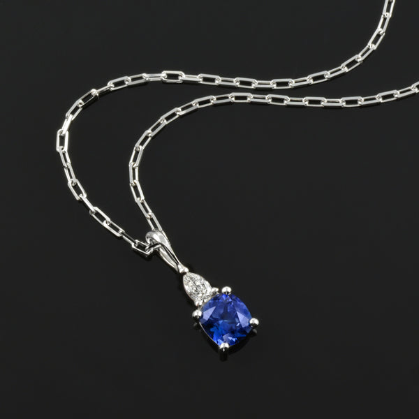 Cushion Shape Sapphire Pendant